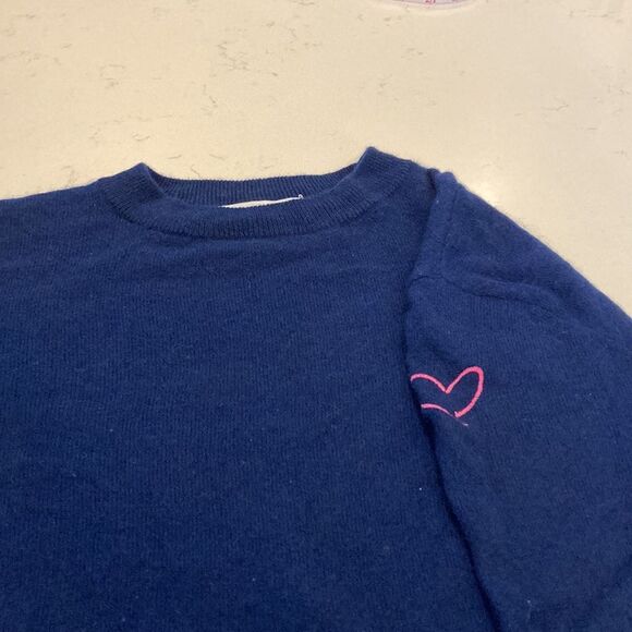 Cartolina Nantucket 100% Cashmere Navy Heart Embroidered Caden Soft Sweater XS - Picture 11 of 11